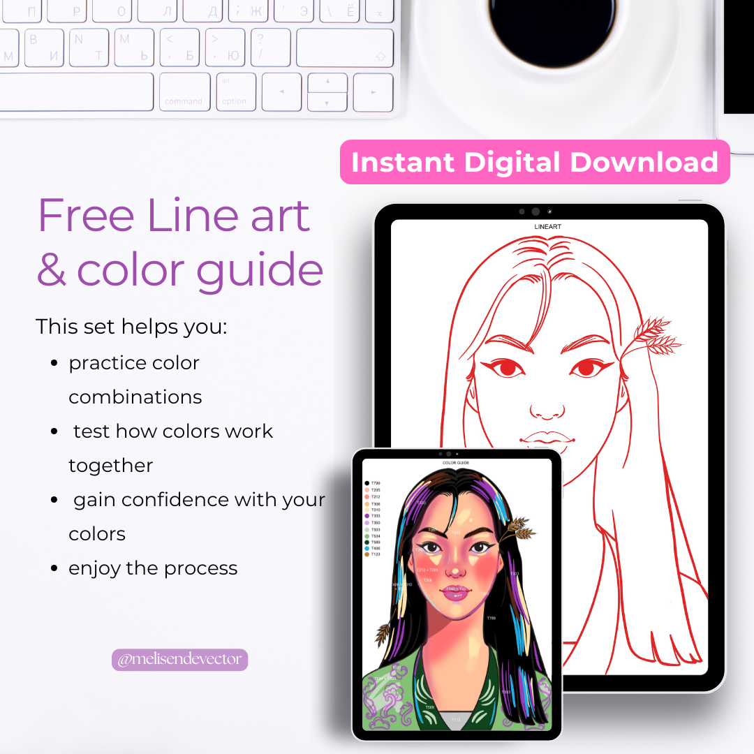 Portrait Line Art & Color Guide – Acrylic Marker Practice